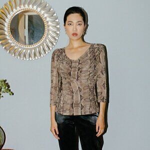 Roberto Cavalli Reptilia Ruched Neckline Top